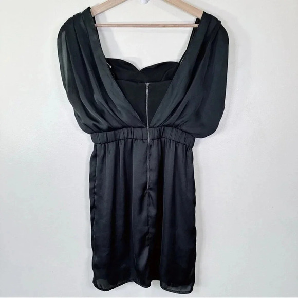 BCBGeneration Womens XS Black Layered Satin Sheath Dress Party Cocktail  Evening - Picture 11 of 11